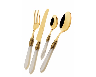 Posate OXFORD old goldplated oro PVD - Bugatti, servizio da 75 pezzi