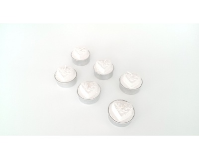 SET 6 CANDELE TEALIGHT CUORE BIANCO