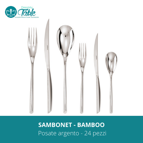 SAMBONET - BAMBOO Posate argento - 24 pezzi